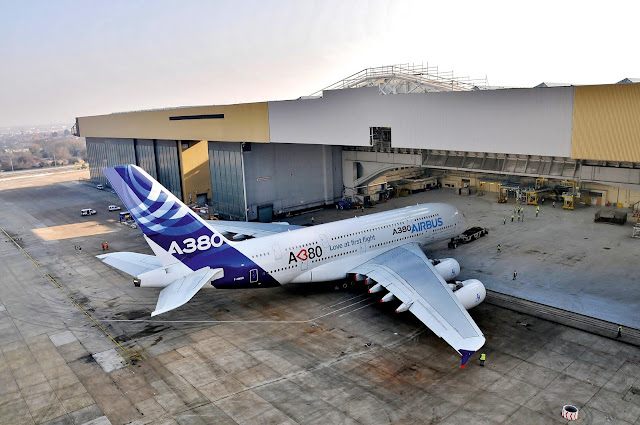 Airbus A380-800 at Heathrow Hangar