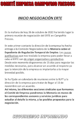 Reunión Expediente de Regulación de Empleo Temporal (ERTE)