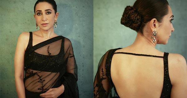 Karisma Kapoor Hindi Xxxx - Karishma Kapoor in this sheer black saree looks stunning hot - see now.