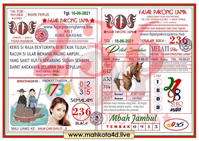 Syair Prediksi Fajar Pakong Lama hari Ini