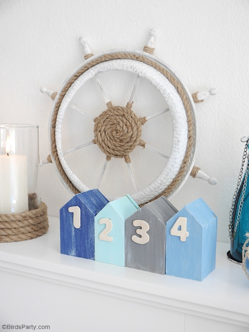 DIY Nautical and Coastal Decor - easy farmhouse craft projects to decorate your home, table, tiered tray or party space! by BirdsParty.com @birdsparty #diy #nautical #nauticaldecor #coastaldecor #farmhouse #farmhousedecor #farmhousenautical #coastalfarmhouse #diycrafts #dollartree #nauticalfarmhouse