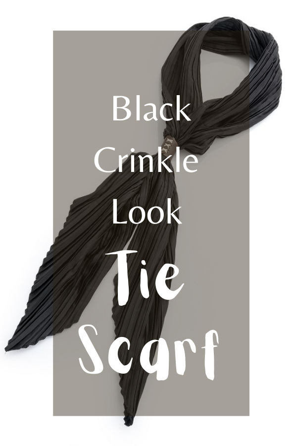 Black Crinkle Look Tie Scarf