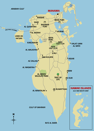 Bahrain Map Regional Political