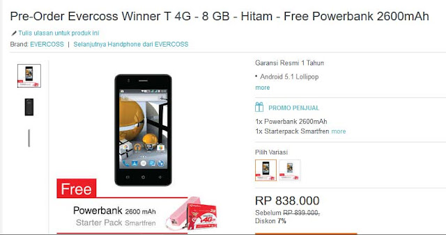 Evercross Winner T kembali buka pre-order di Lazada dengan Free power bank 2600mAh