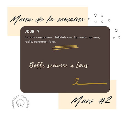 Menu de la semaine - IG bas