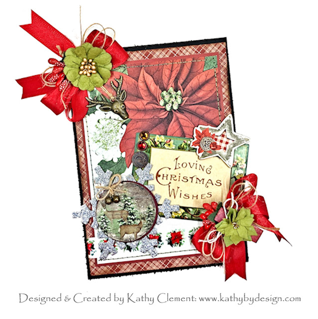 Christmas Poinsettia Card by Kathy Clement for Really Reasonable Ribbon