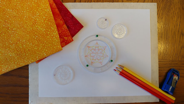 Spirograph quilt using Island Batik fabrics and Aurifil thread