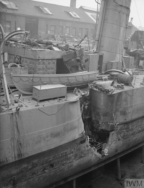 Bomb damage to HMS Wallace 2 May 1942 worldwartwo.filminspector.com