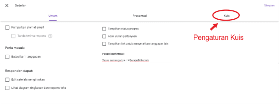 Cara mudah setting kuis online