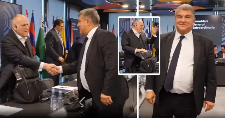 Video: Laporta and Tebas happily greet each other despite repeated disputes