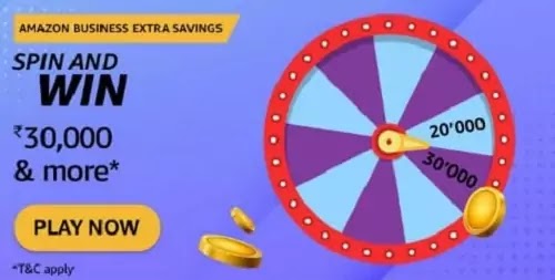 Amazon Business Extra Savings Spin and Win Quiz Answer Today & win up to 30K