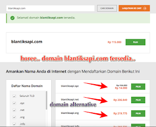 hasil pencarian ketersediaan domain yang bisa dibeli di idhostinger