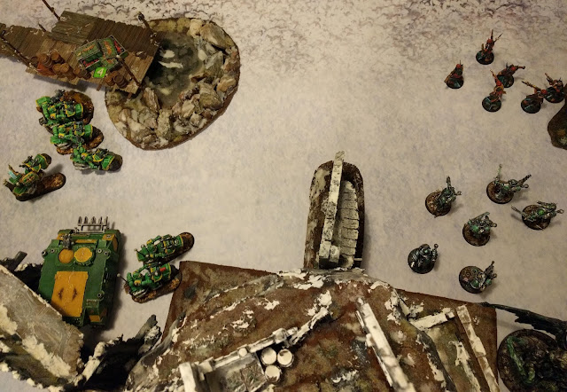 Warhammer 40k battle report - Maelstrom of War -  Schemes of War - 1250 points - Alpha Legion vs Mantis Warriors