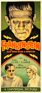 FRANKENSTEIN. Lienzo: 70 x 150 cms. Cartel alternativo. Autor: Arthur K. MIller. EL DOCTOR FRANKENSTEIN. Frankenstein. 1931. Estados Unidos. Dirección: James Whale. Reparto: Boris Karloff, Colin Clive, Mae Clarke, John Boles, Edward van Sloan, Dwight Frye, Frederick Kerr, Lionel Belmore, Marilyn Harris.