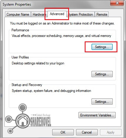 advanced performance setting Menonaktifkan Visual Efek Pada Windows 7 - Cara Mempercepat Kinerja Sistem Operasi Windows 7