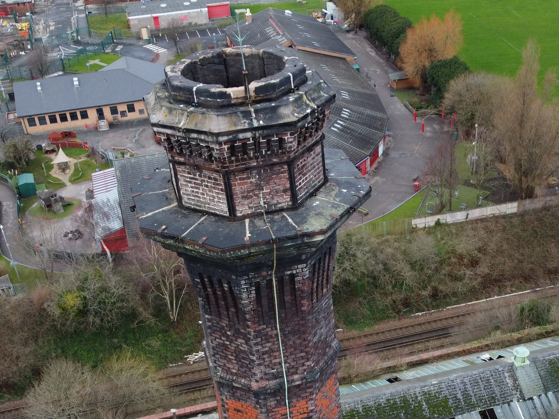 Drone close up of Hartley's jam chimney