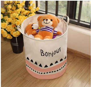 Soslip New Clothes Storage Round Box Bin with Handles for Baby Nursery to Hold Baby Clothes Blankets Towels Food Storage Organizer