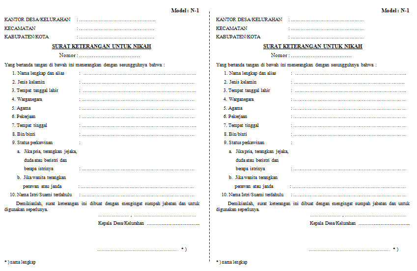 Contoh Formulir Nikah | This is My Way