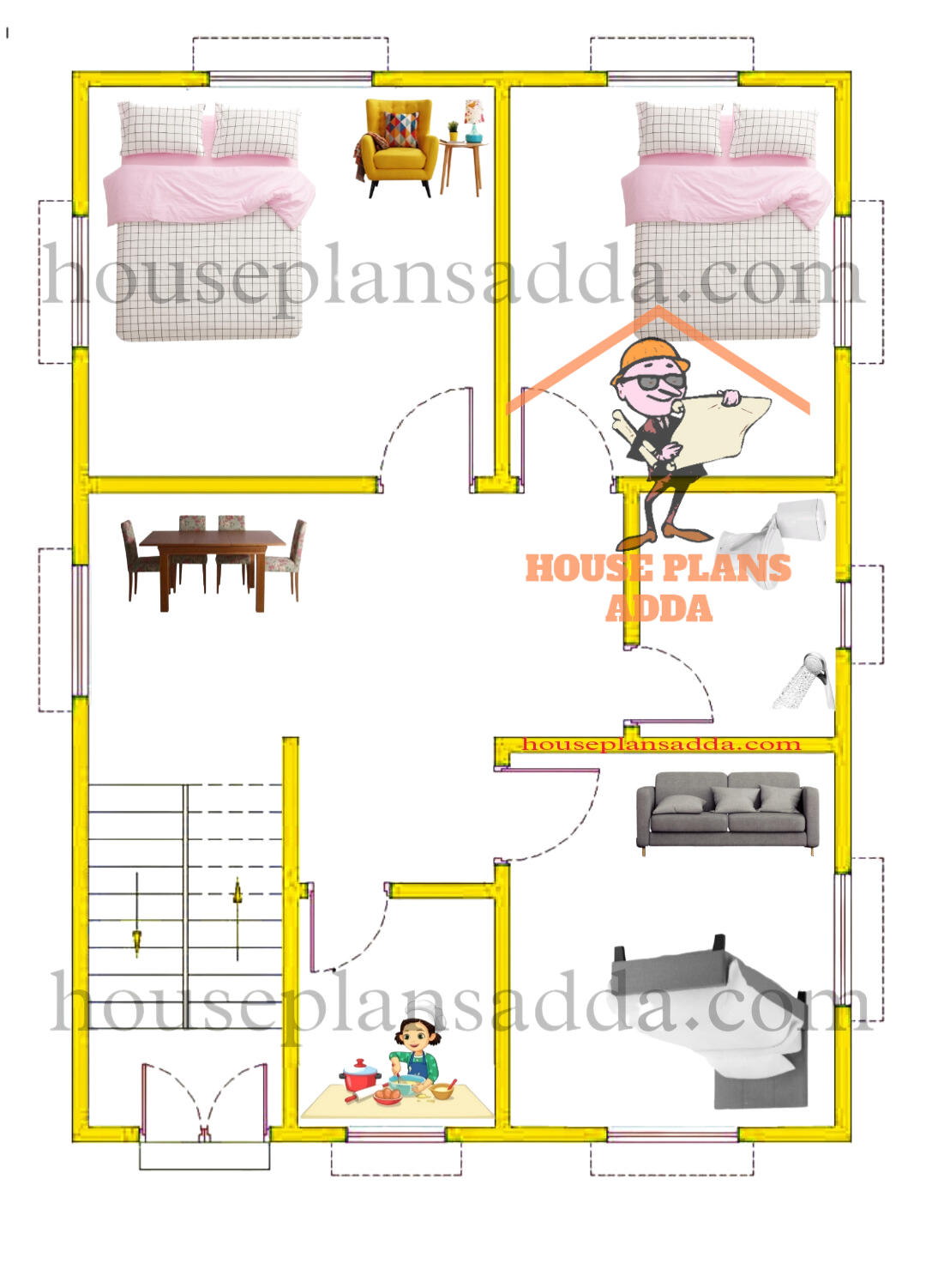 24×36 house plan 3bhk