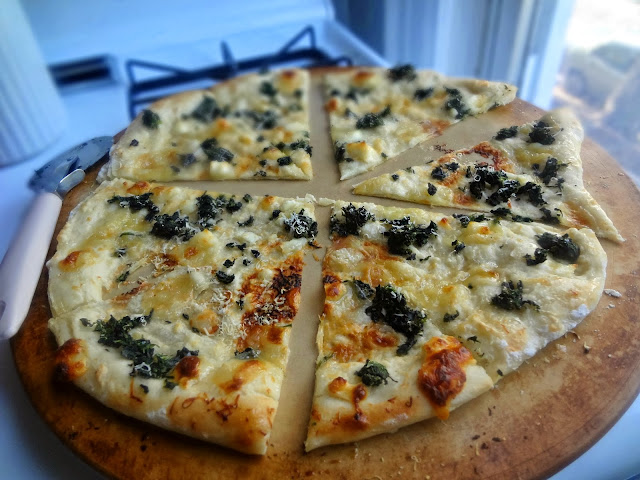 Chevre and Spinach Pizza with Truffle Honey