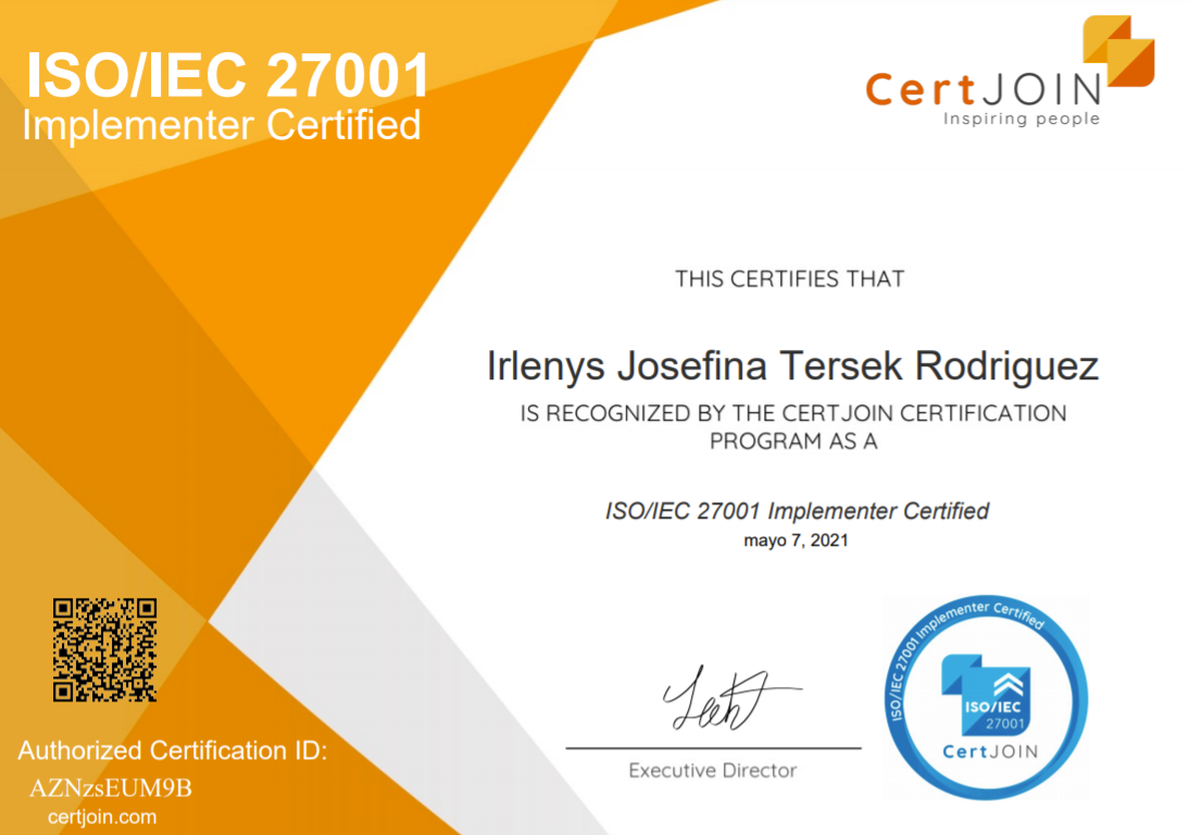 ISO/IEC 27001 Implementer Certified