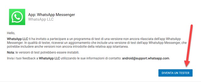 diventare beta tester di whatsapp