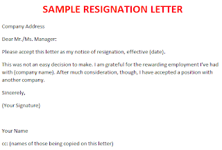 sample resignation letter