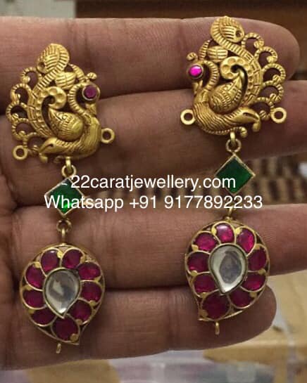 92.5 Silver Simple Kundan Earrings