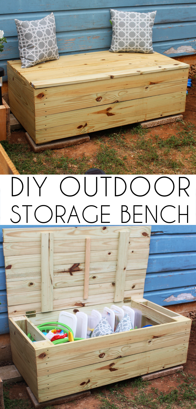 DIY Outdoor Storage Bench - Shaina Glenn