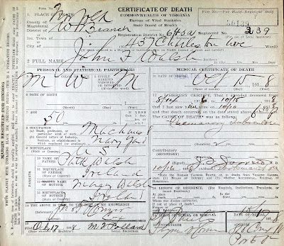 John Fleming Walsh death certificate https://jollettetc.blogspot.com