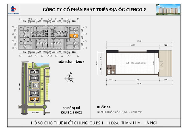 Mặt bằng kiot 34 chung cư b2.1 hh02a thanh hà mường thanh cienco 5 land