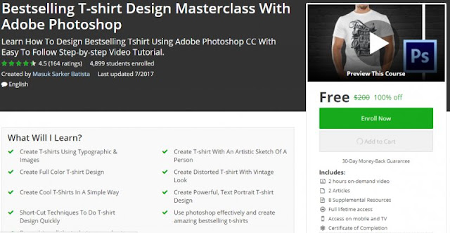 [100% Off] Bestselling T-shirt Design Masterclass With Adobe Photoshop| Worth 200$