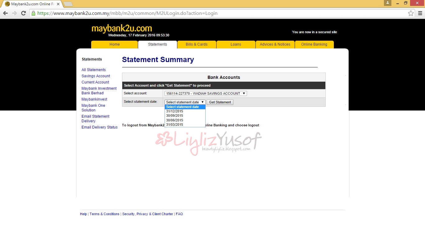 Cara Print Bank Statement Maybank2u Liyliz Yusof