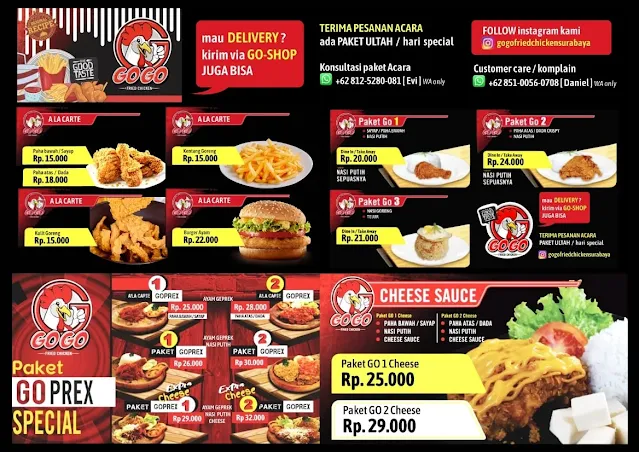 harga menu gogo fried chicken cafe prajurit