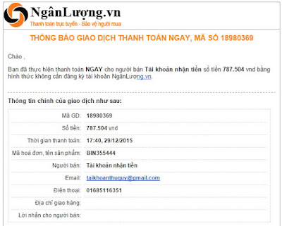 Thanh toán tiền cho Chợ Điện Tử qua Internet Banking