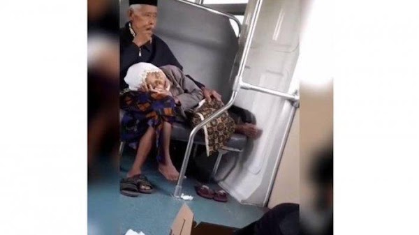 Kisah Romantis di Balik Video Viral Nenek Tidur di Pangkuan Kakek saat Naik Kereta Prameks