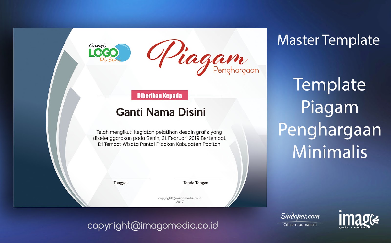 Download Template Piagam Penghargaan Minimalis  Imago Media