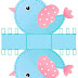 Pink and Light Blue Bird: Free Printable Box.