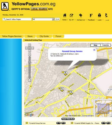 Egypt Yellow Pages gets maps