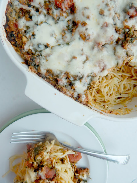 baked florentine spaghetti #sweetsavoryeats #covid19