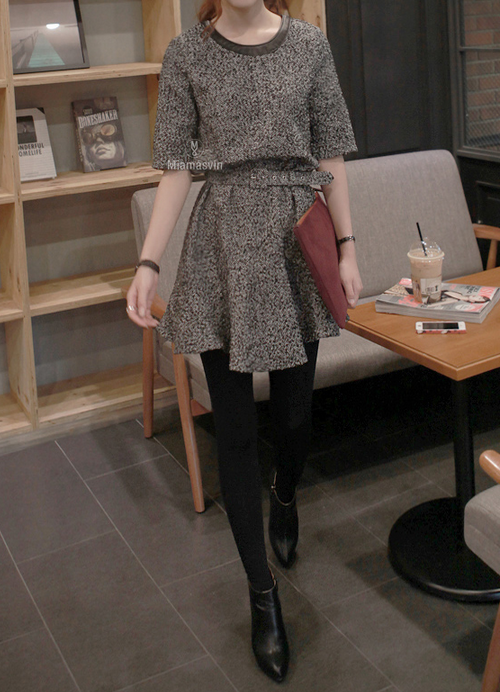 Blouson Tweed Dress