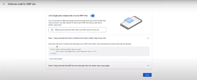 AMP AdSense first code