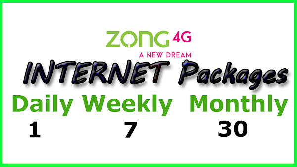 Zong Internet Packages Daily Weekly Monthly 