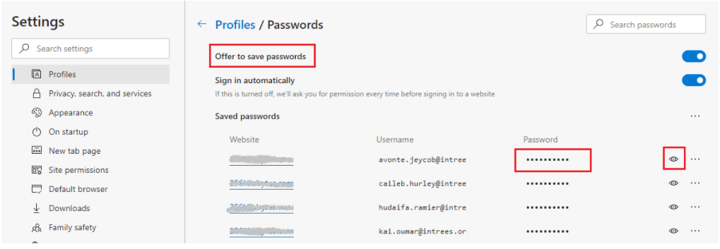 إذا كنت تستخدم متصفح Edge وترغب في رؤية كلمة المرور