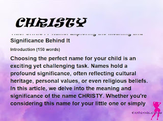 meaning of the name "CHRISTY"