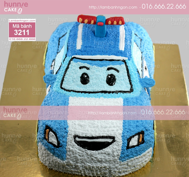 Bánh gato sinh nhật đẹp tạo hình 3D kem tươi cảnh sát trong Robocar Poli - Quà tặng sinh nhật bé trai