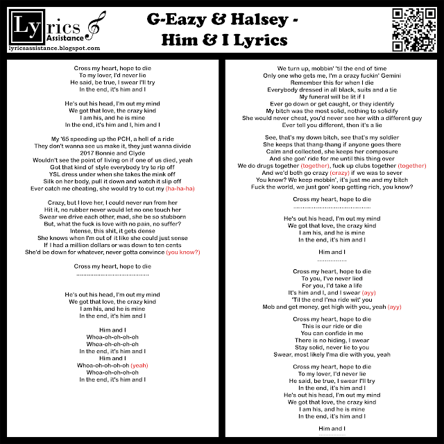 G-Eazy & Halsey - Him & I Lyrics | lyricsassistance.blogspot.com