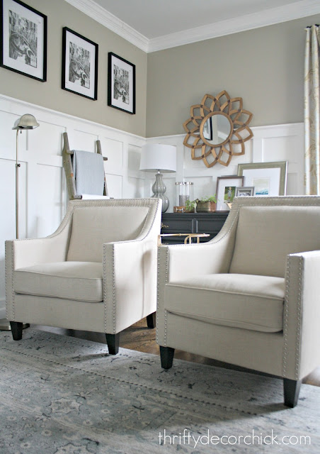 Matching arm chairs in family room