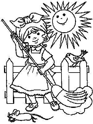 Coloring Pages  Kids on Cleaning Day   Kids Coloring Pages