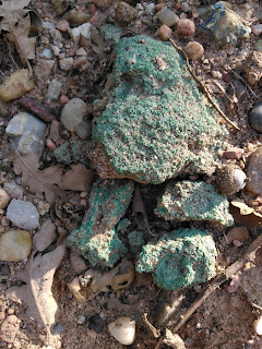 Malaquita in situ, Mina de cobre Dos Amigos, Huidobro, Burgos